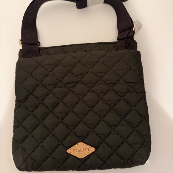MZ Wallace Gray Quilted Nylon Crossbody with Gold Hardware - Picture 2 of 2